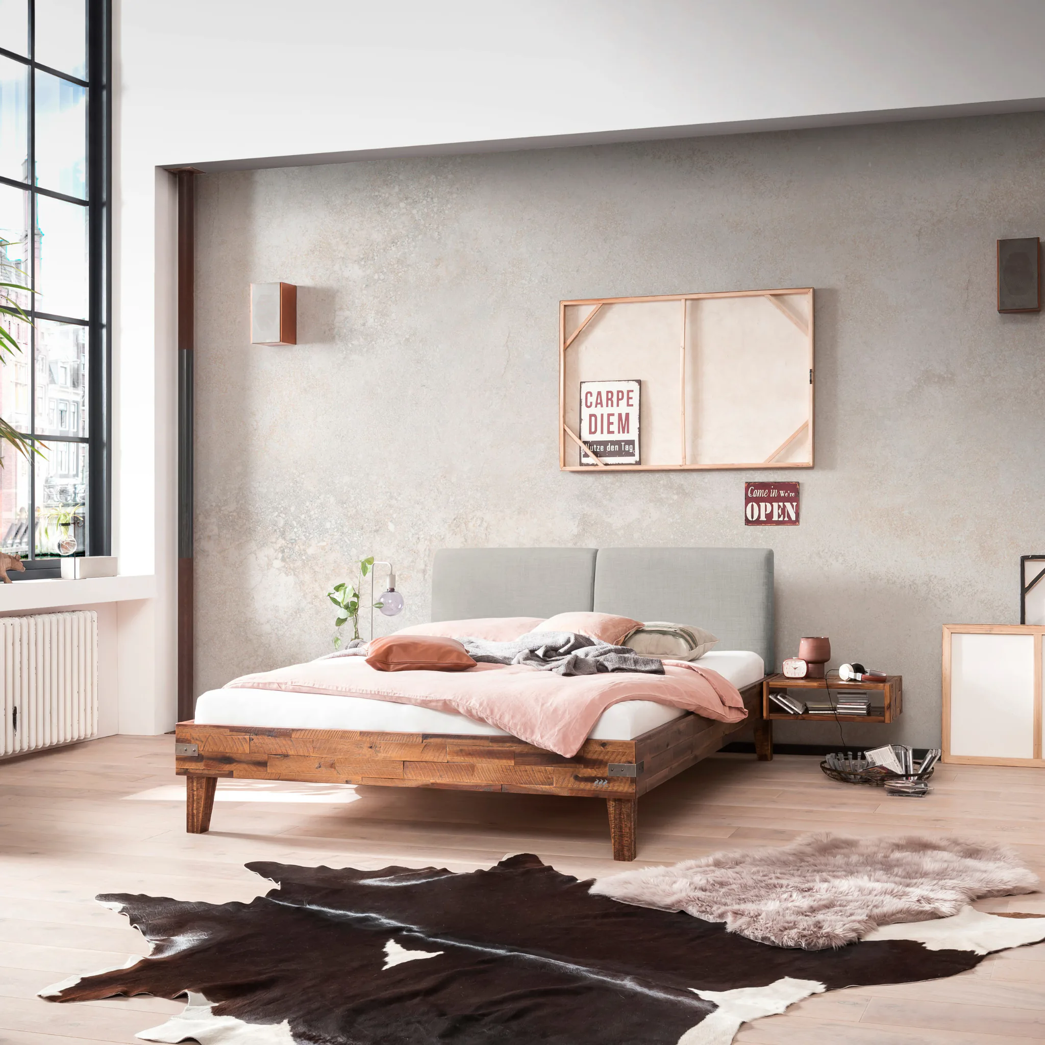 Markantes Massivholzbett Hasena Industrial Alino Factory 2 Markantes Massivholzbett Hasena Industrial Alino Factory – Bild 2