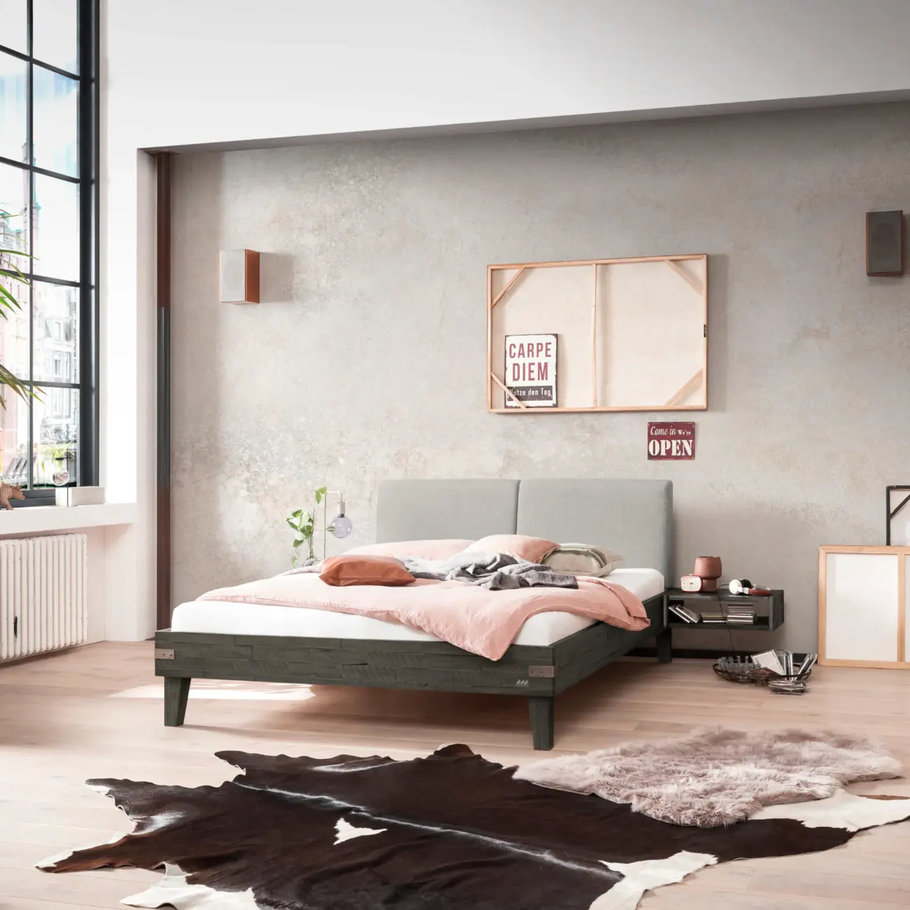 Markantes Massivholzbett Hasena Industrial Alino Factory – Bild 6