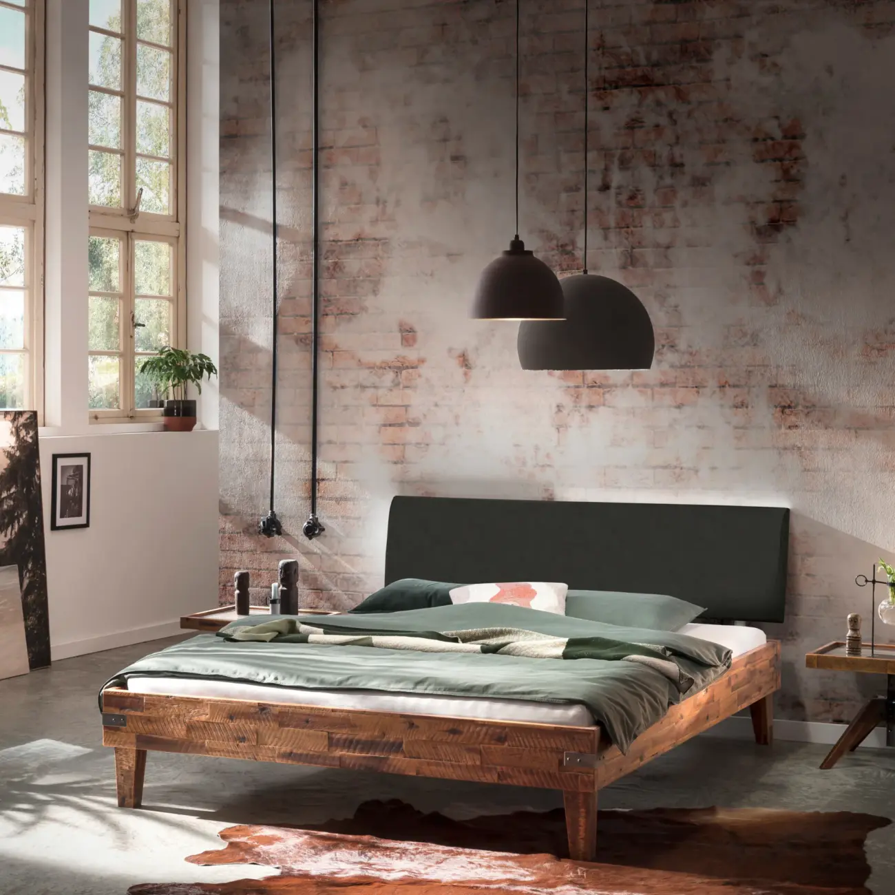 Markantes Massivholzbett Hasena Industrial Golea Factory – Bild 5