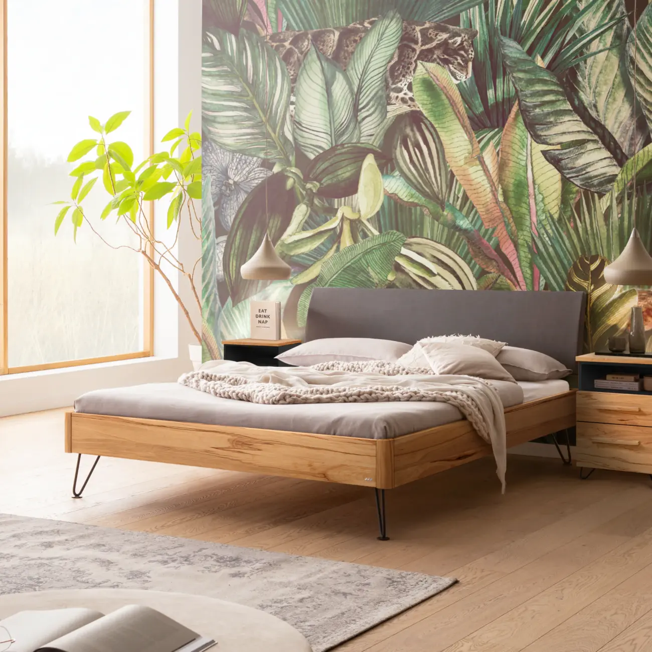 Zeitloses Massivholzbett Hasena Lugano modern-industrial – Bild 10