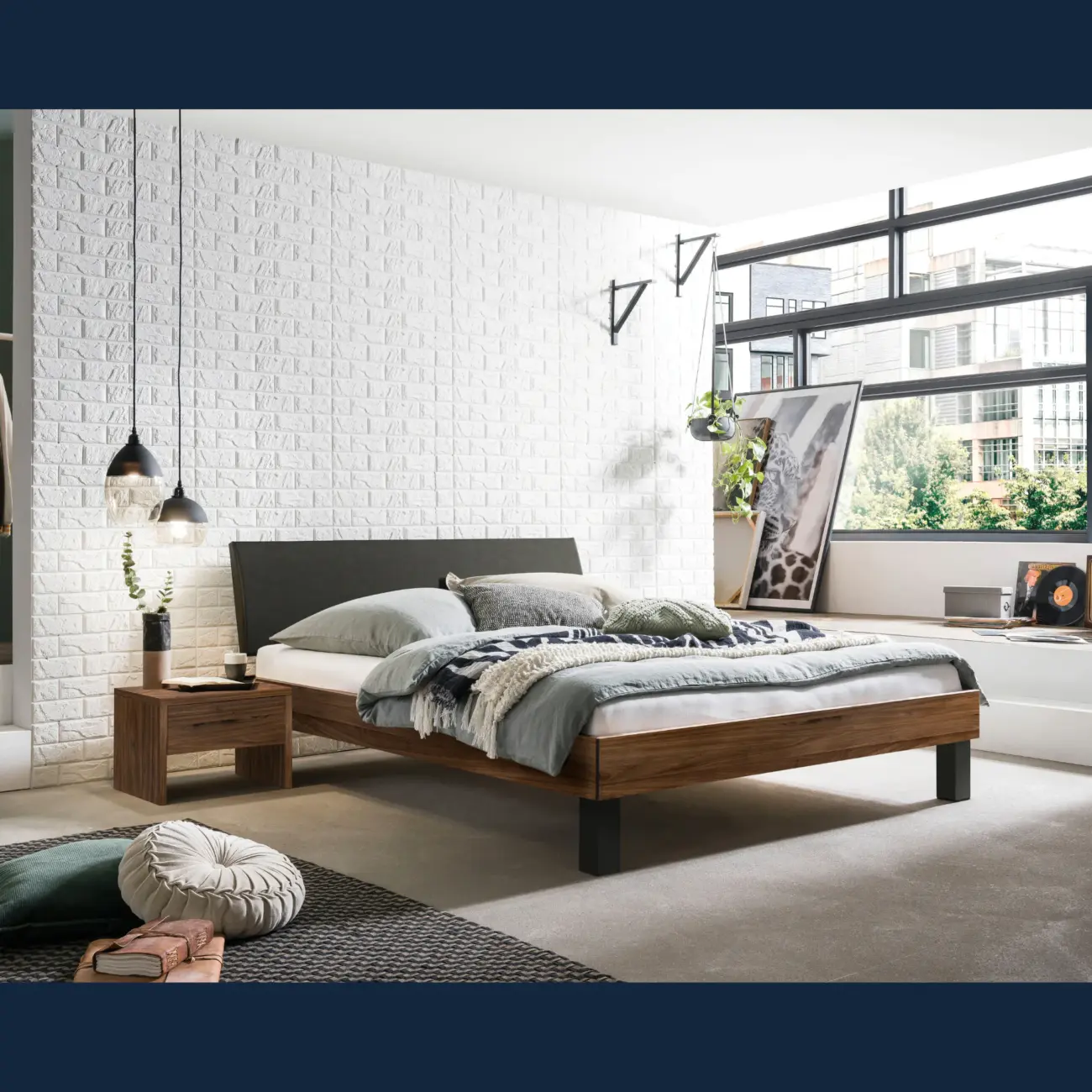 Zeitloses Massivholzbett Hasena modern-minimal Sondrio Trento – Bild 2