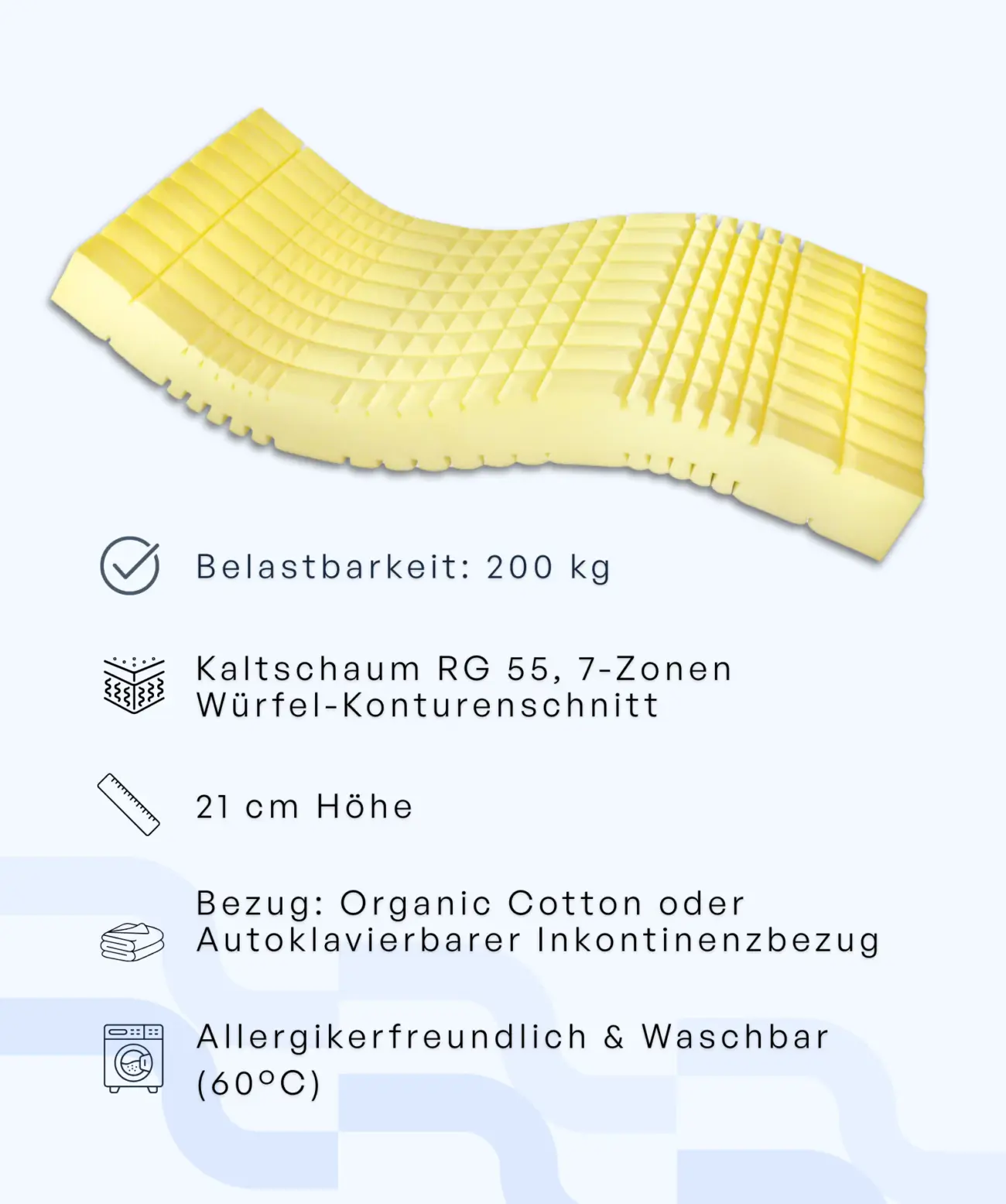 Schwerlastmatratze XXL 7 Zonen 200 Medicalneed 2 Schwerlastmatratze XXL 7 Zonen 200 Medicalneed – Bild 2