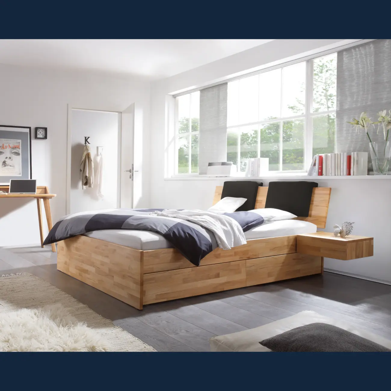 Massivholzbett Hasena Modern Stil Bett Ampezzo mit Stauraum 2 Massivholzbett Hasena Modern Stil Bett Ampezzo mit Stauraum – Bild 2