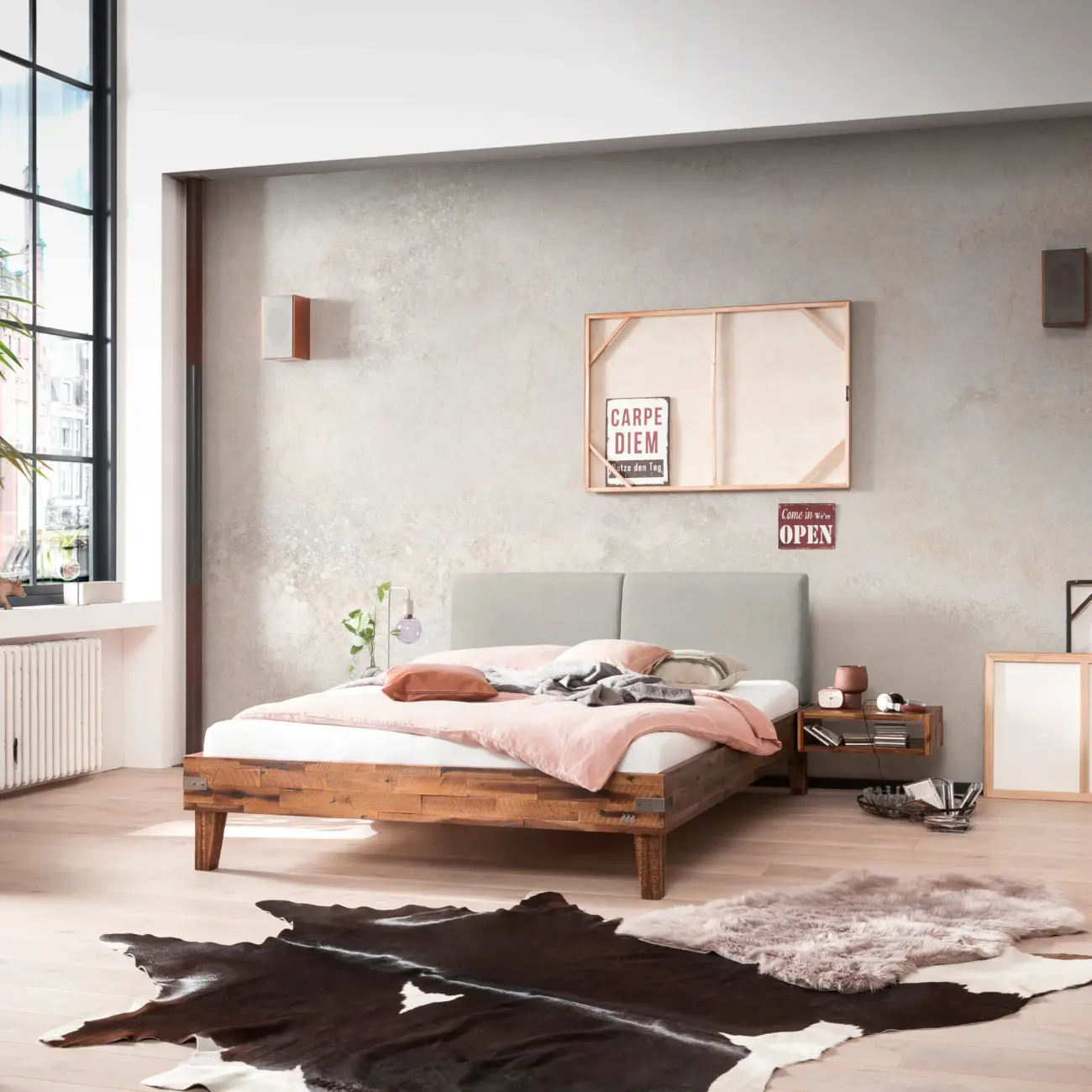 Markantes Massivholzbett Hasena Industrial Alino Factory 2 Markantes Massivholzbett Hasena Industrial Alino Factory – Bild 2