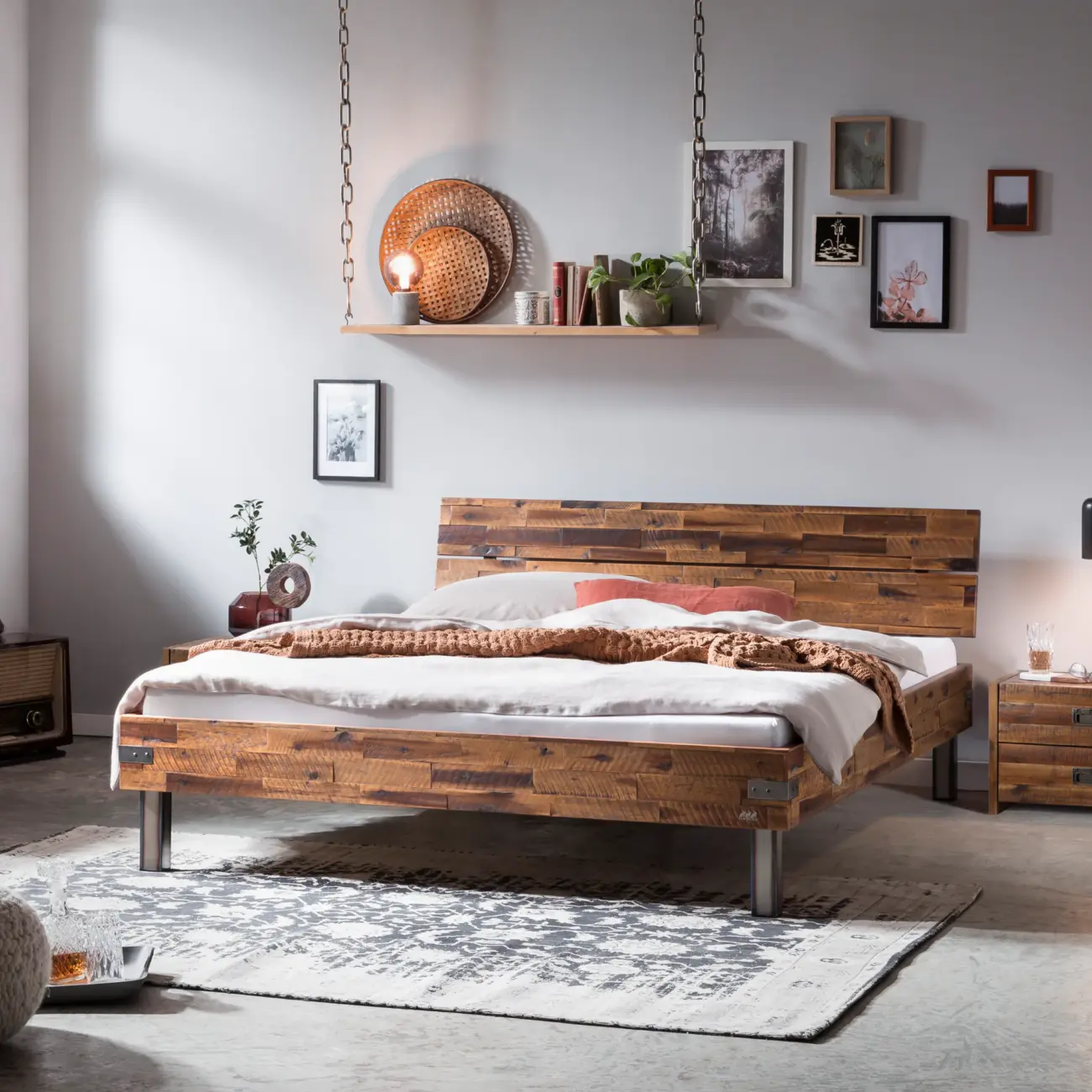Markantes Massivholzbett Hasena Industrial Duno 2 Markantes Massivholzbett Hasena Industrial Duno – Bild 2